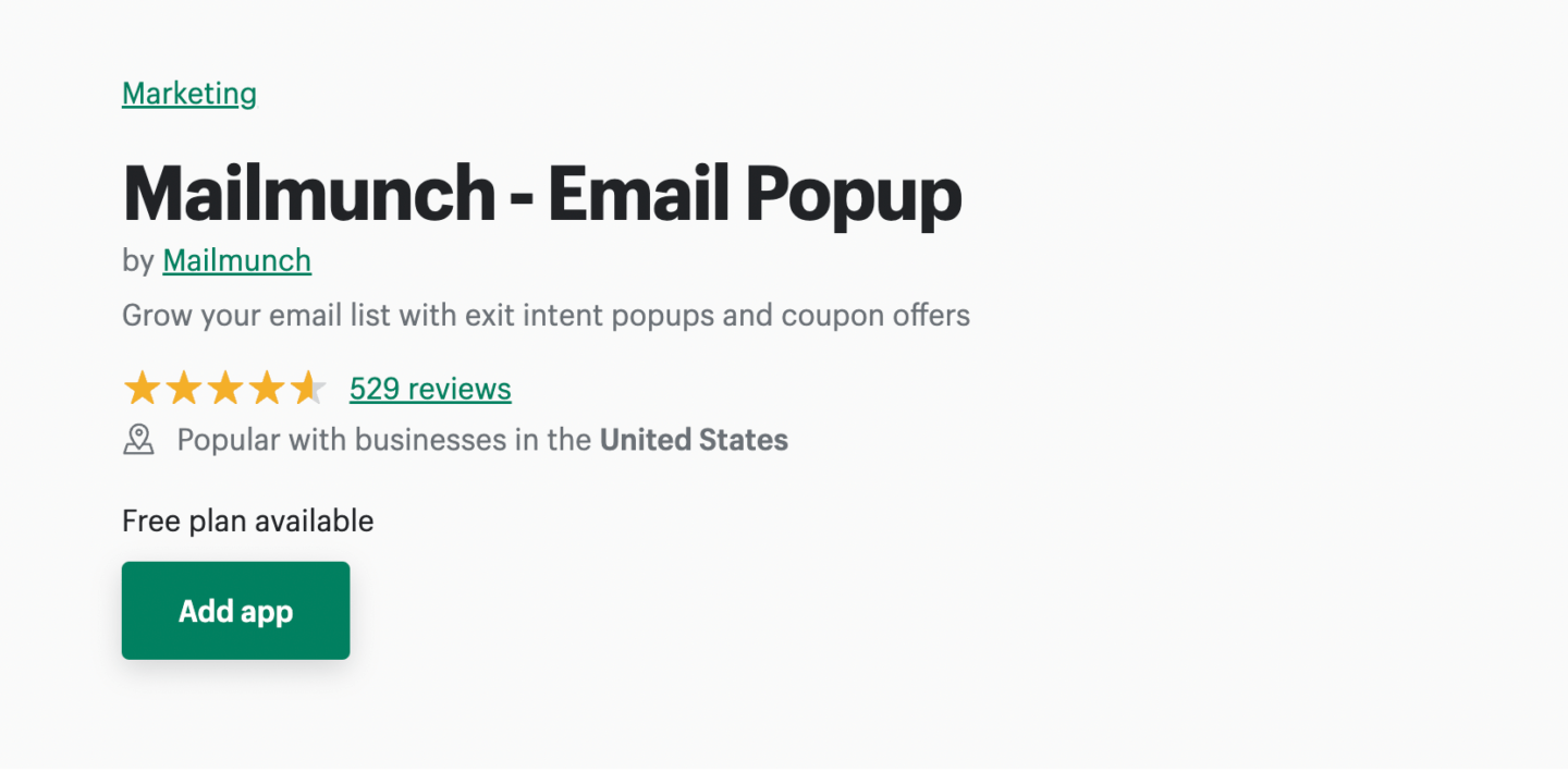 Mailmunch - Shopify email app