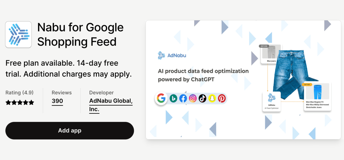 Nabu for Google Shopping Feed