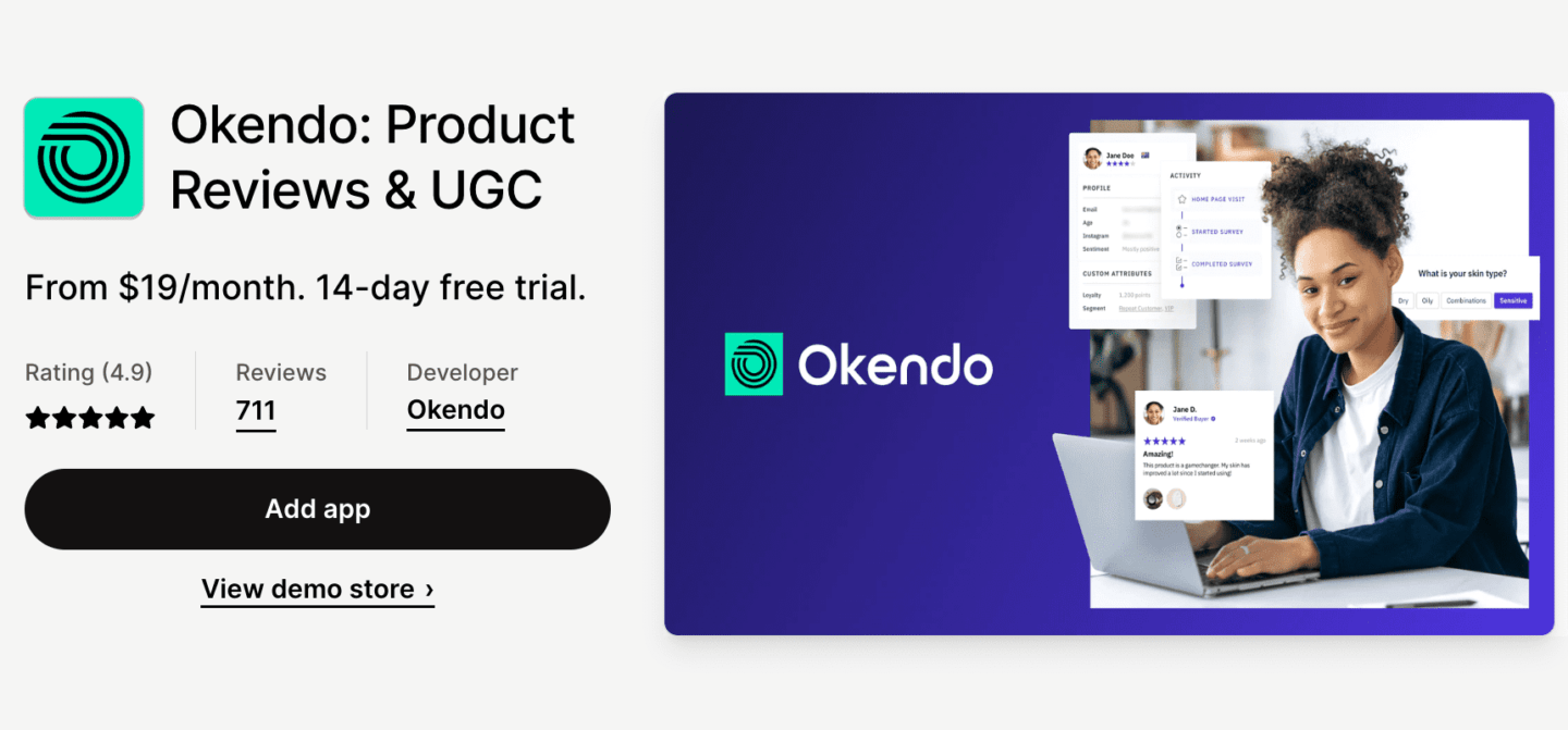 Okendo Shopify app