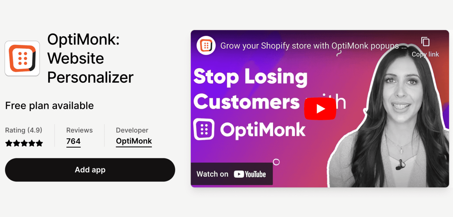 Optimonk Shopify app