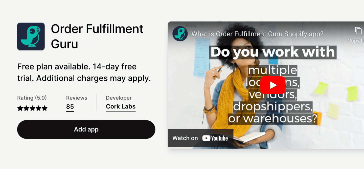 Order fulfillment guru Shopify app