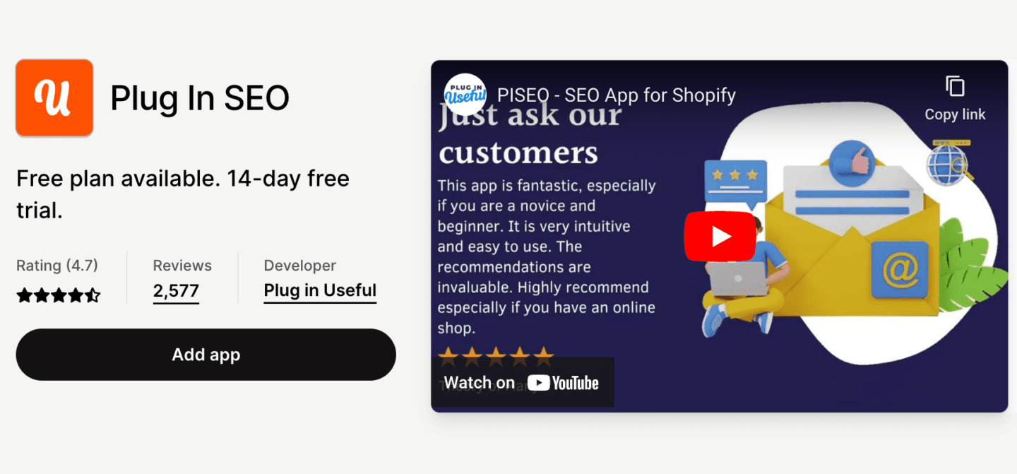 Plugin SEO Shopify app