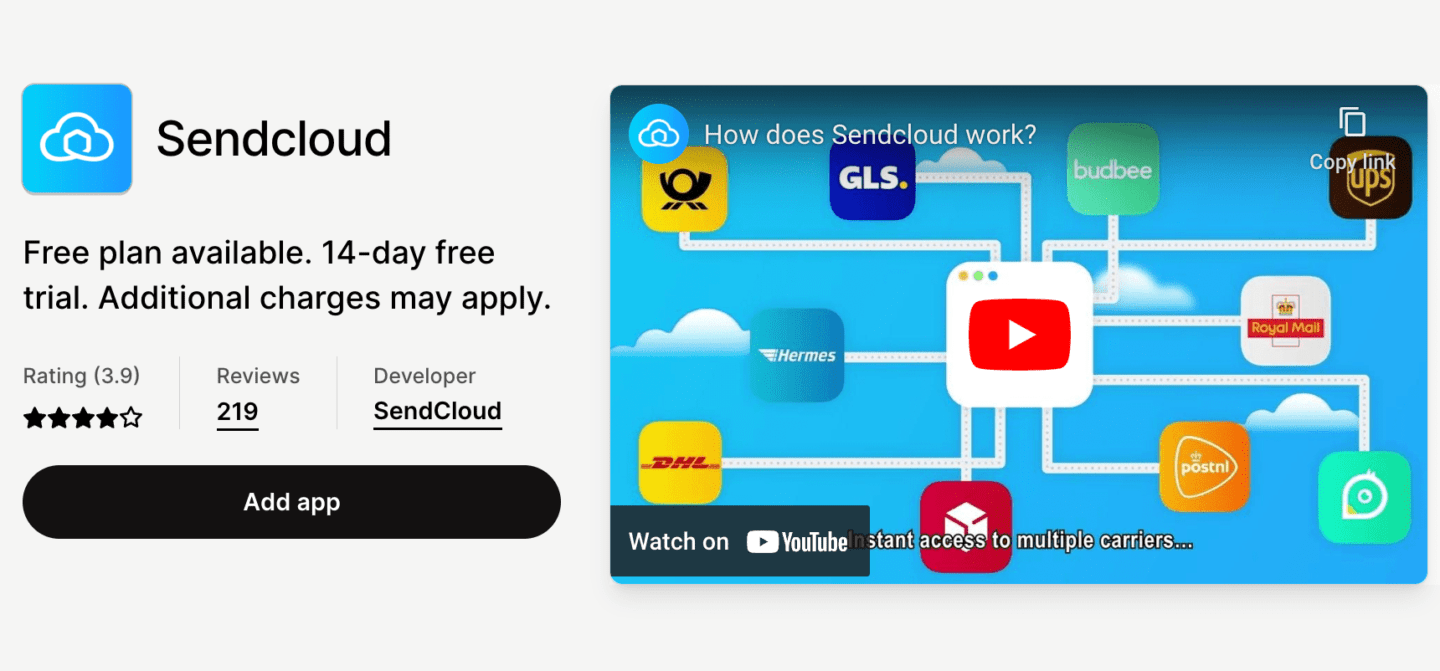 Sendcloud Shopify app