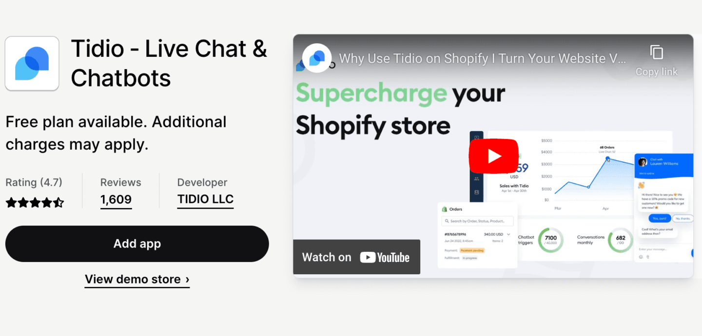 Tidio Shopify app