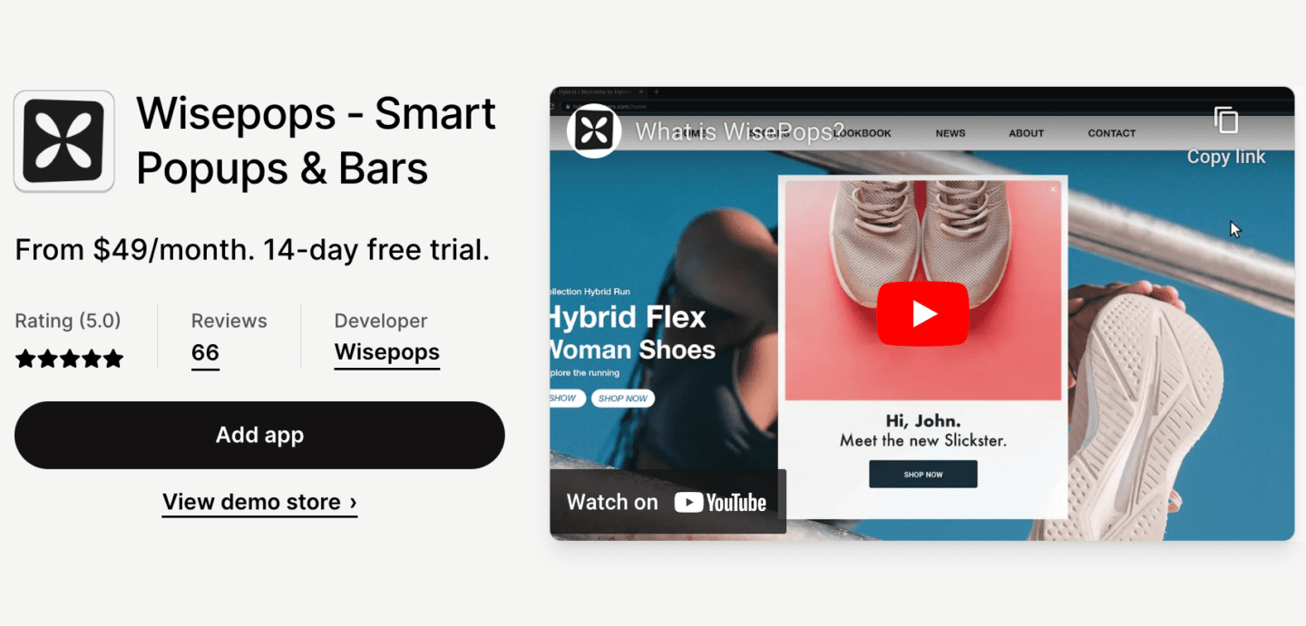 Wisepops Shopify app