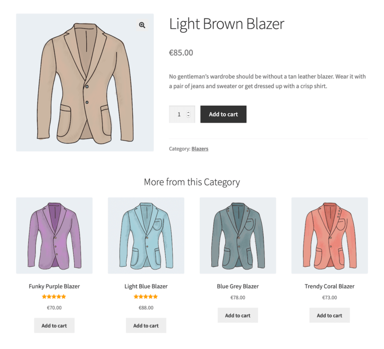 Light brown blazer ecommerce template.