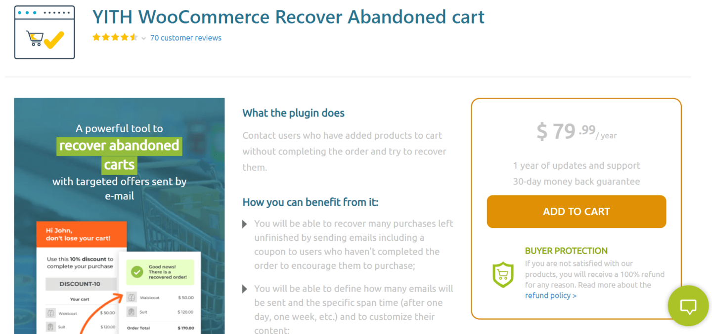 YITH woocommerce recover abandoned cart for follow up emails