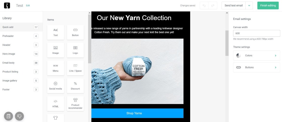 Omnisend’s email builder