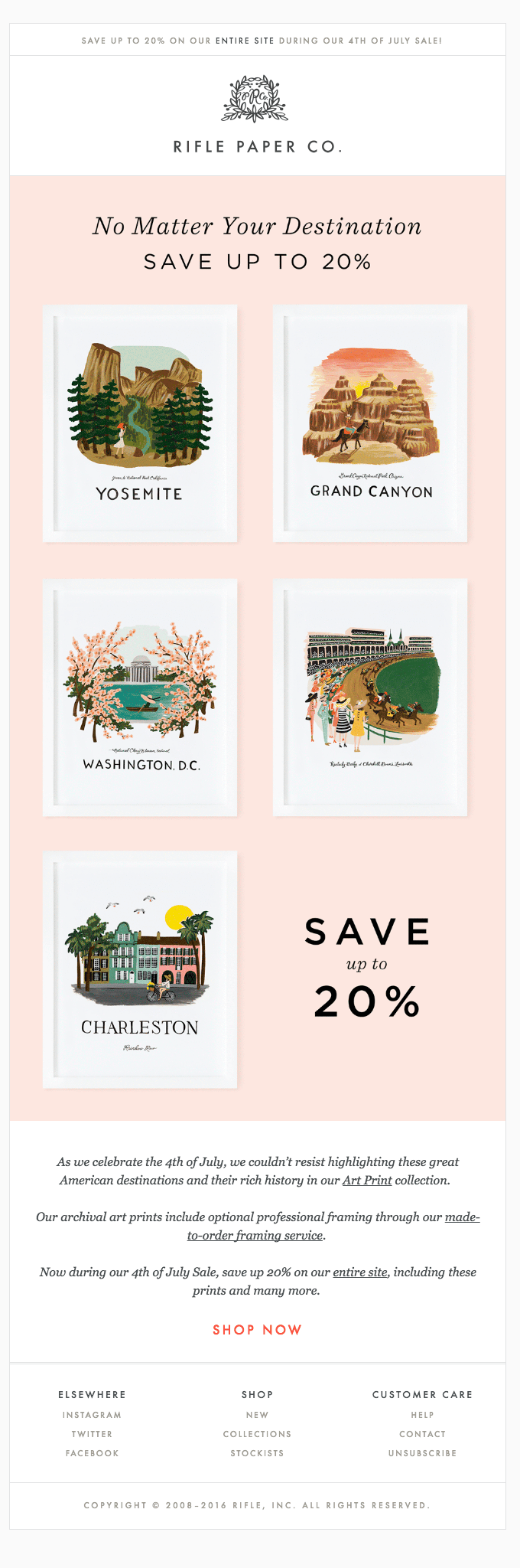 4th of July email from Rifle Paper Co.