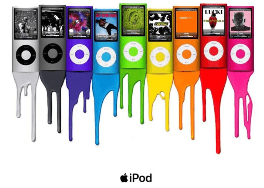 iPod ad showing different color options