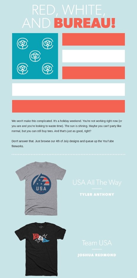 Independence Day email from Cotton Bureau