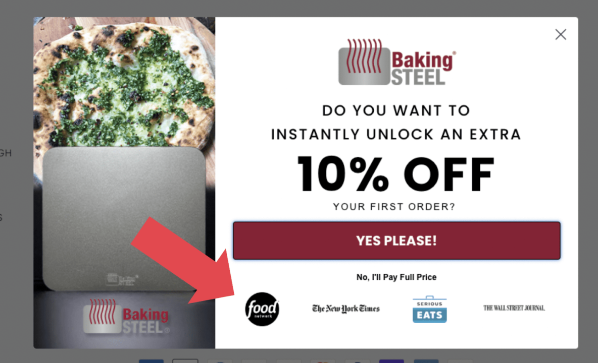 Baking steel popup with a discount