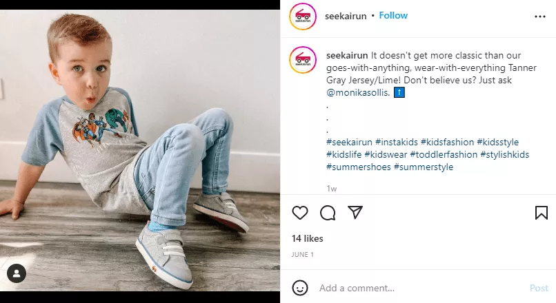 See Kai Run a footwear brand that regularly shares pictures of their customers