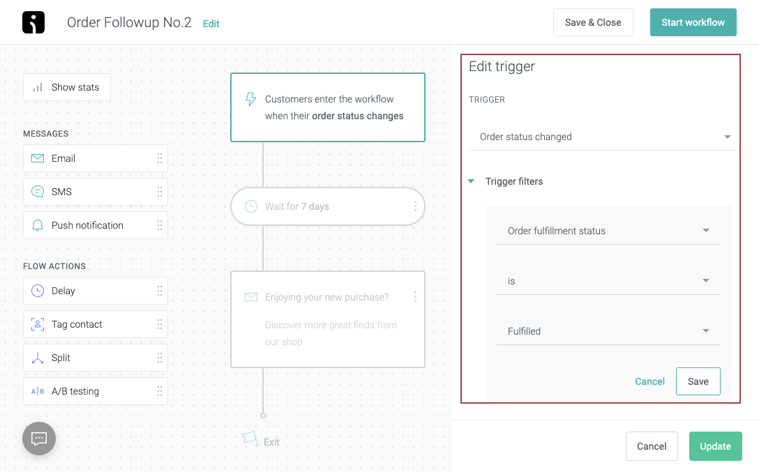 process of setting up order followup emails