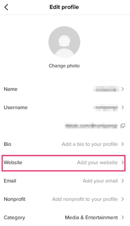 how to set up website links on tiktok