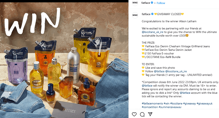 example of brands offering giveaway
