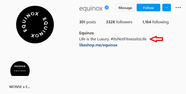 example of hashtags on IG account