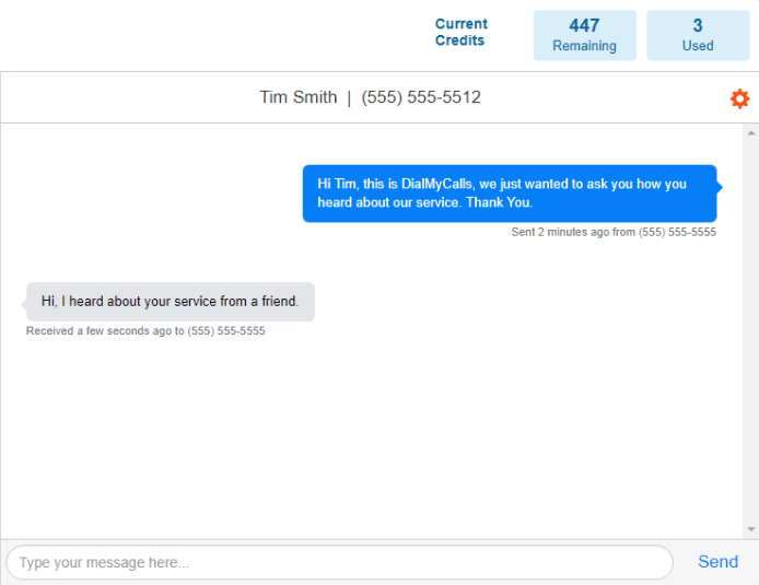 example of providing customer feedback via sms