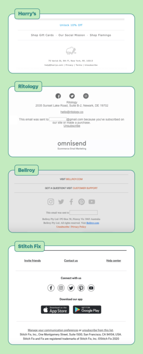 beautiful yet functional footer design ideas for your emails