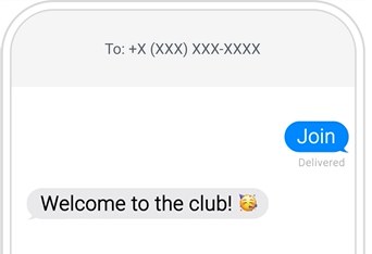 Example of a short text "join" to join the mailing list