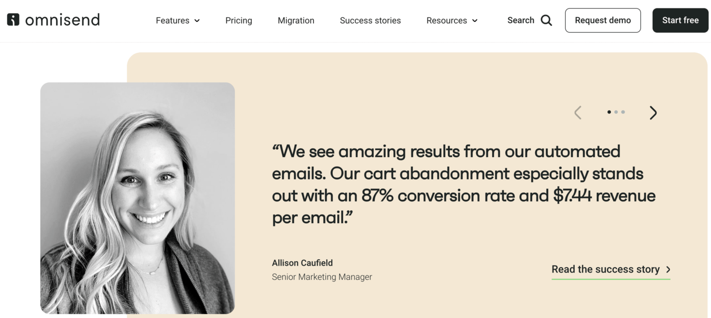 Omnisend client testimonial