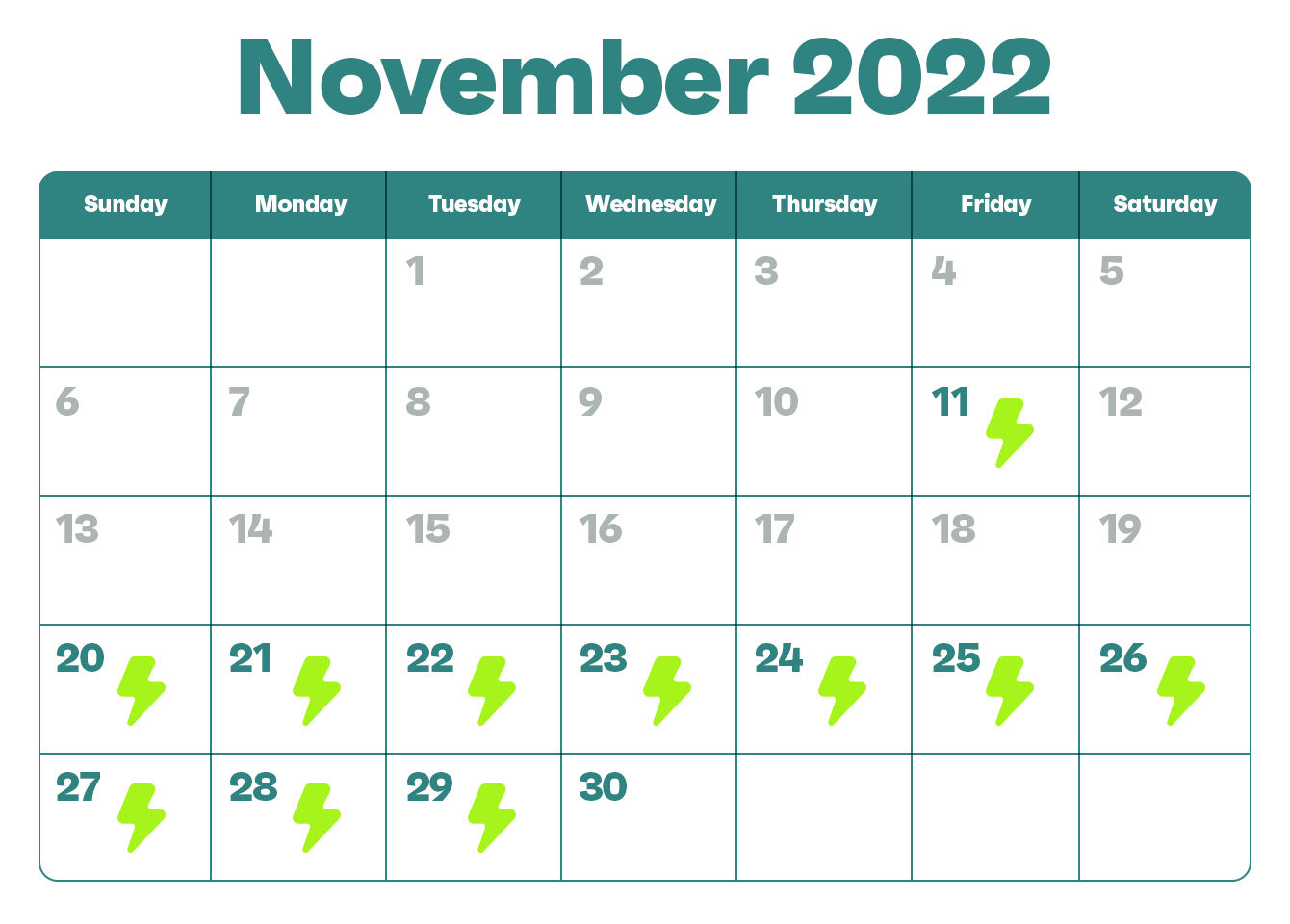 November promotion calendar