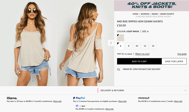 example of a possibility to spread the payments