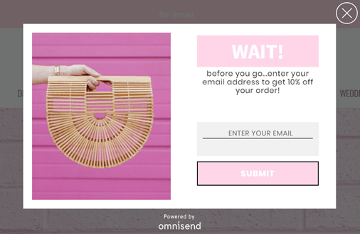 Cart abandonment solutions: exit intent popup