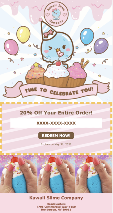 birthday email example by Kawaii Slime