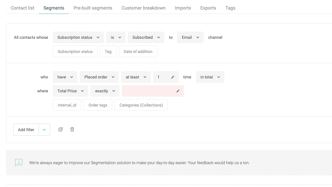 rule to select the price customer spent