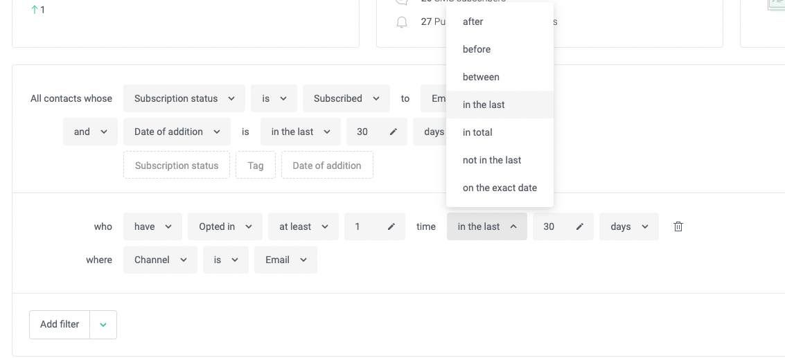 adding the event “opted in” for the same period