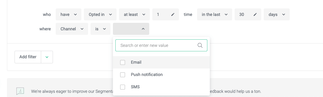 choosing the channel to be email