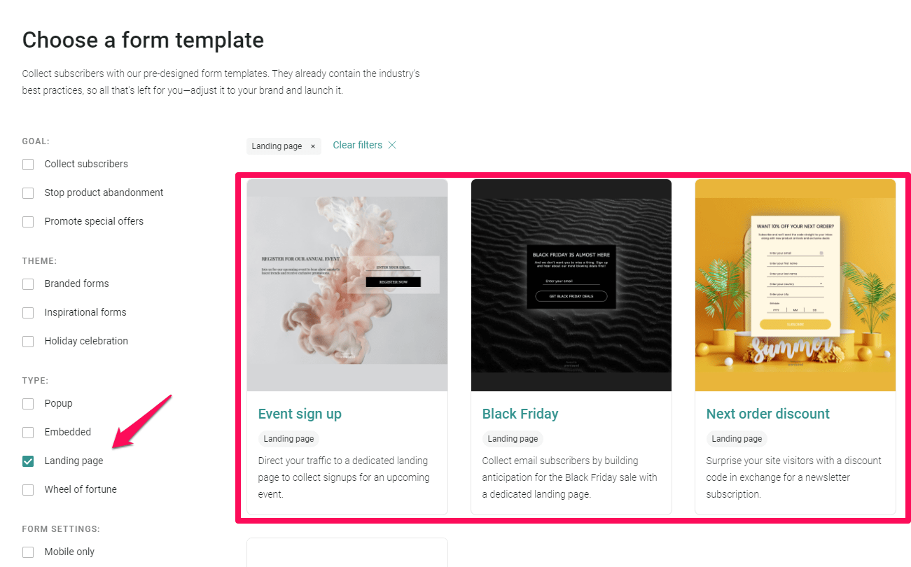 process of building landing page