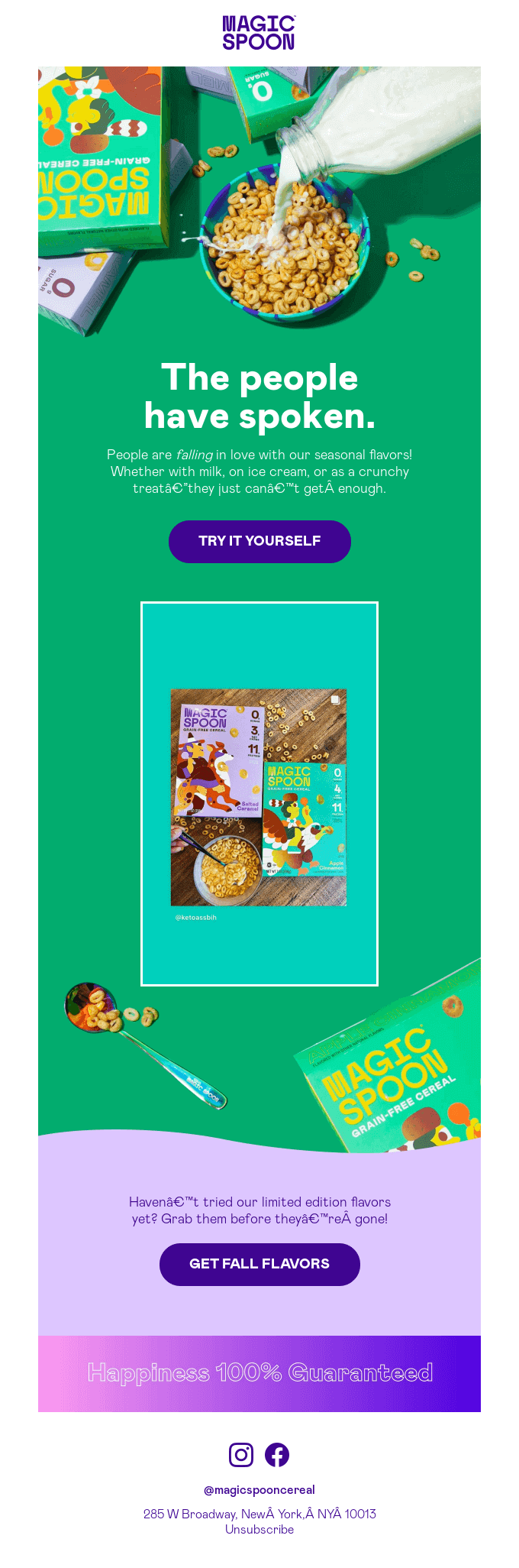 Magic Spoon email with limited edition flavors