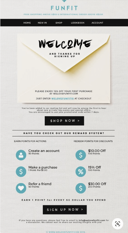 email marketing example from Funfit that leverages promotional discounts
