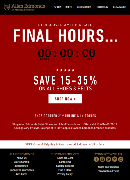countdown email for upcoming sales
