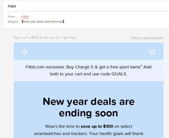 New year email by Fitbit