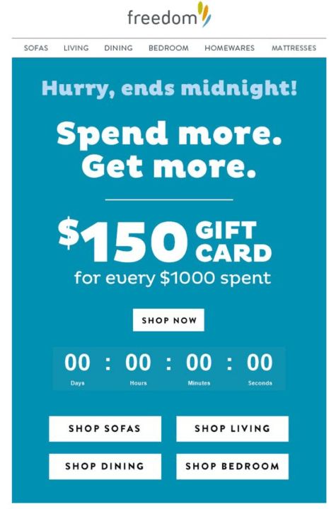 countdown in email for loyalty program example