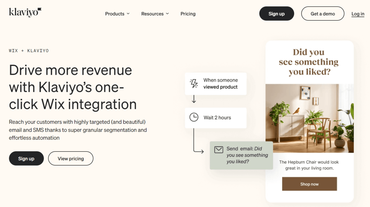 Klaviyo app for Wix