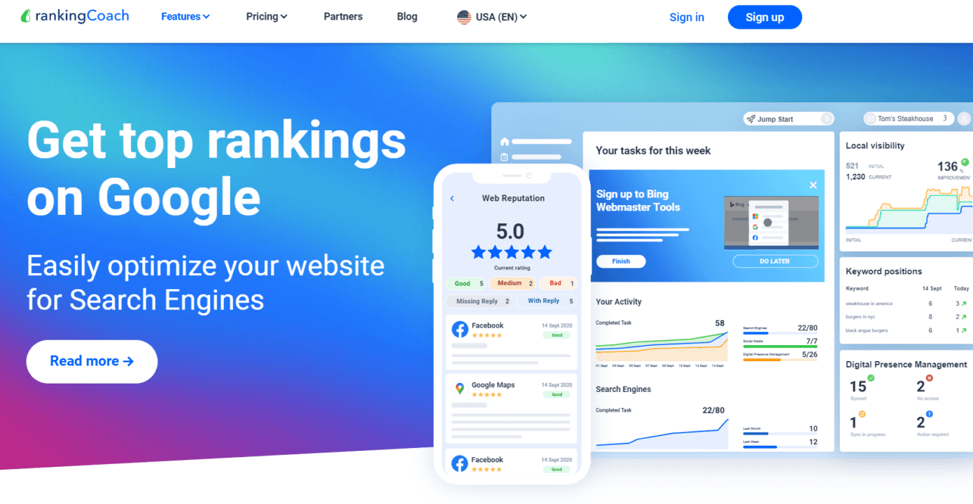 rankingCoach app for Wix