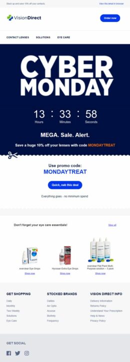 countdown in email for promo code example