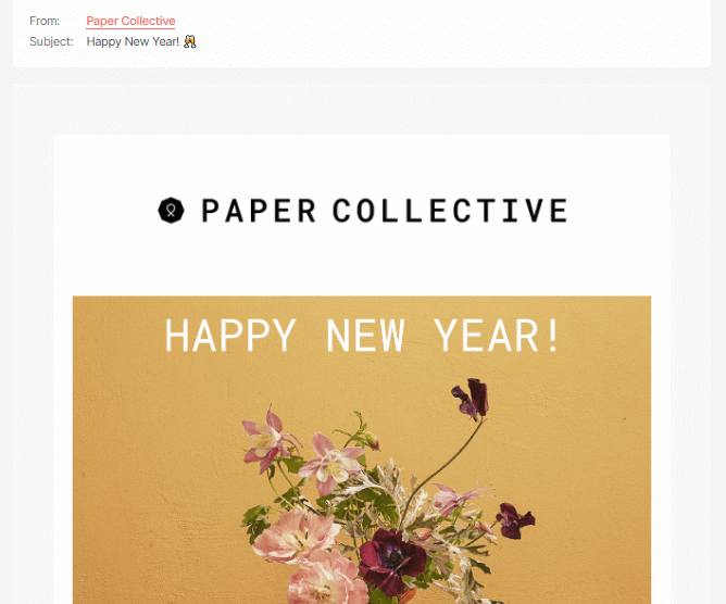 New Year email by Paper Collective