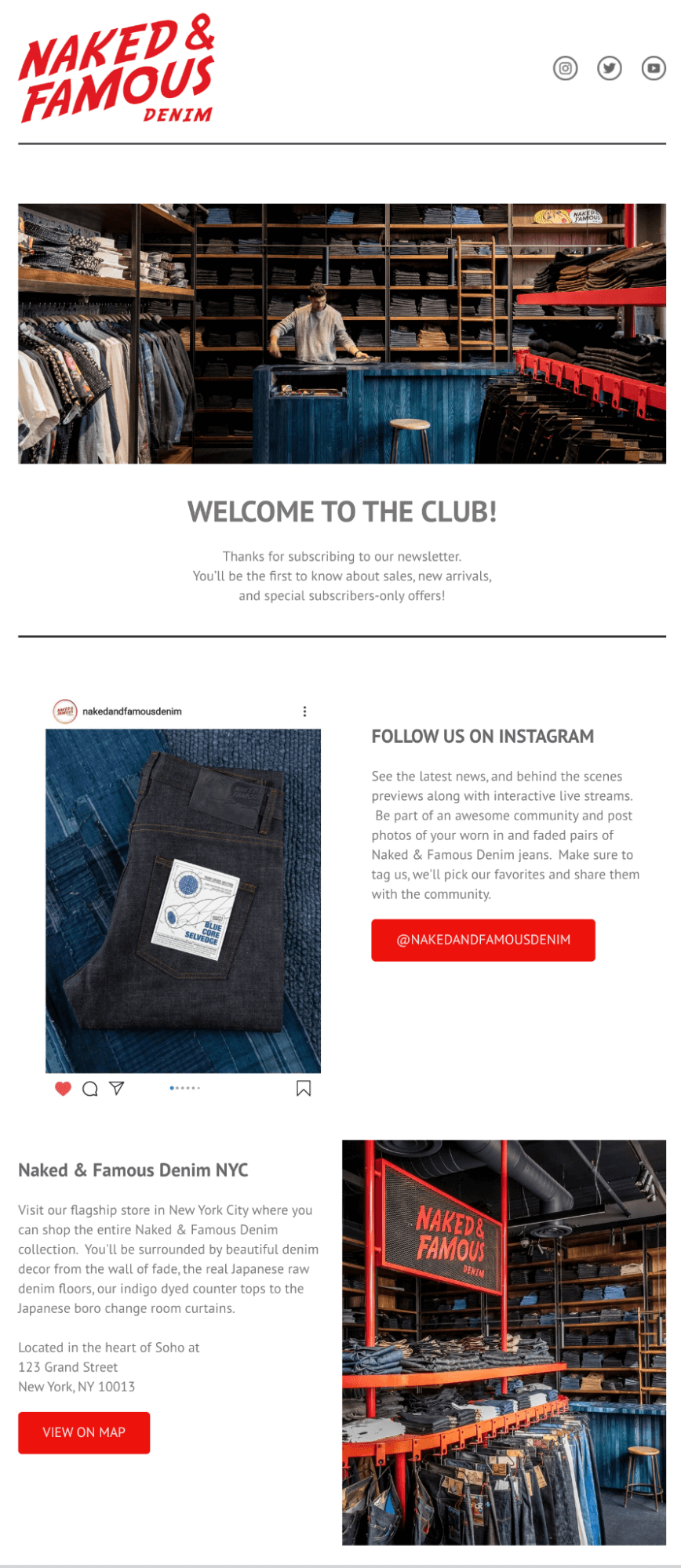 welcome email subject line example: welcome to the club