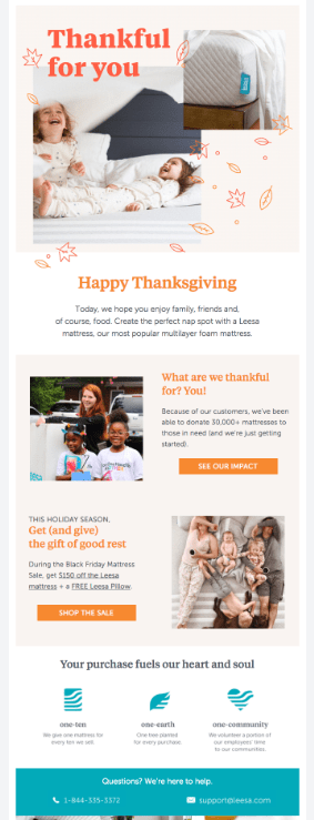 Leesa thanksgiving email