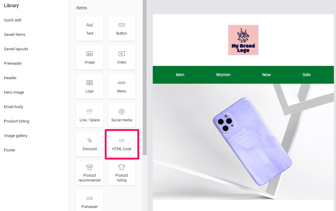 Omnisend email builder