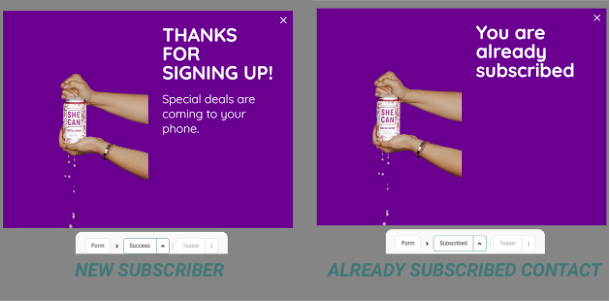 Customized text for existing subscribers