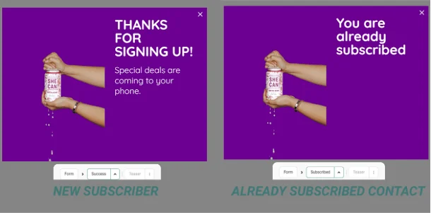 Customized text for existing subscribers