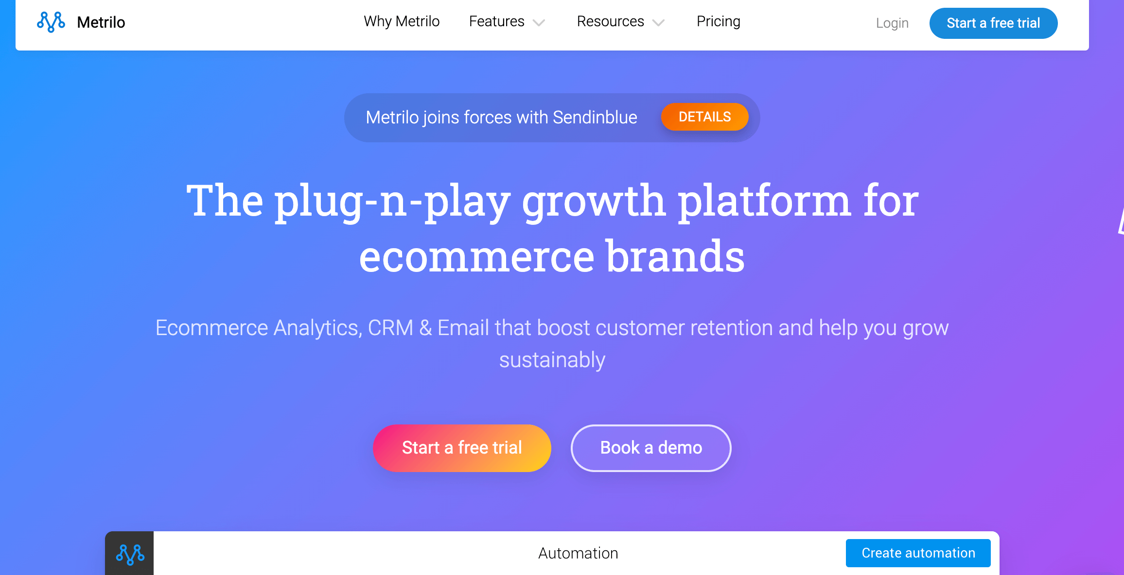 Ecommerce CRM: Metrilo tool