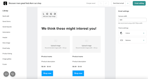 Omnisend's email builder