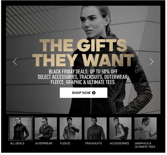 visually captivating interactive email example from adidas